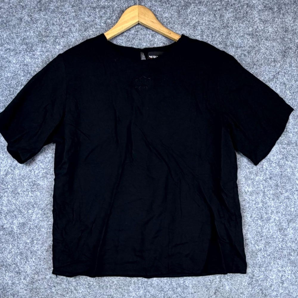 Vintage Notations Blouse Womens Black Office Chic Neutral‎ Basics Capsule Retro